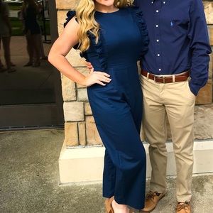 Gianni Bini Navy Ruffled Sleeve Jumpsuit - Size 10